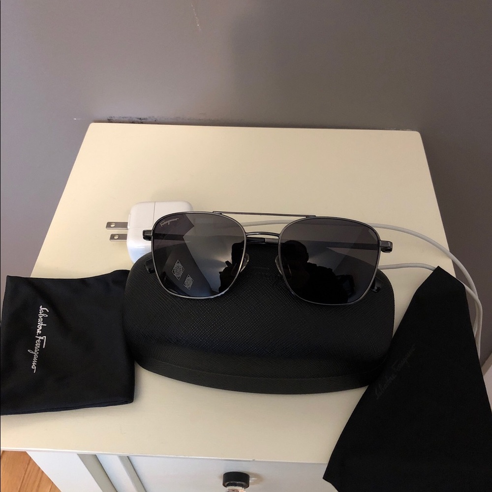 Mens Ferragamo sunglasses 54MM black gun metal